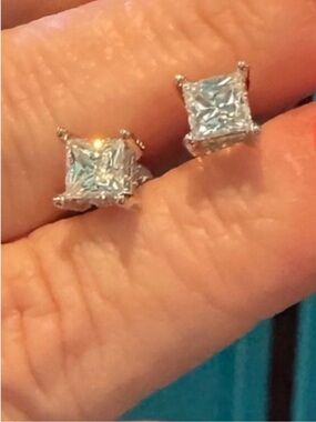 Moissanite 925 Princess Cut Stud Earrings